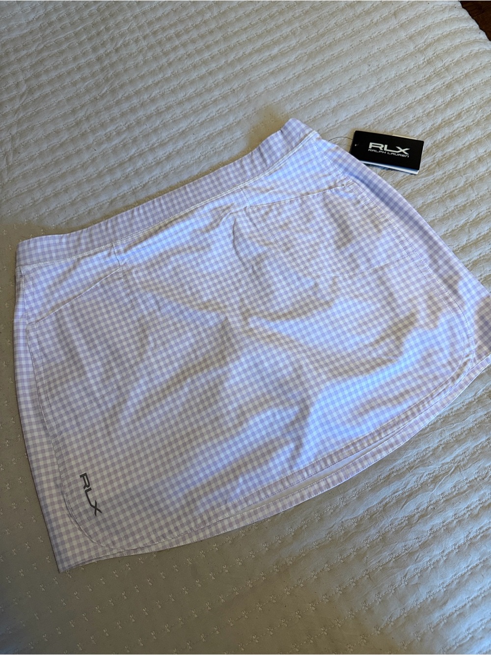 RLX Ralph Lauren Lavender Check Golf or Tennis Skirt L - Perfect for Fall! NWT
